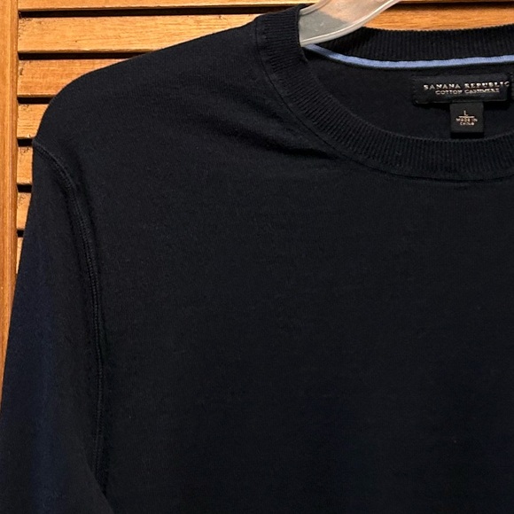 Banana Republic Navy Blue Crewneck Cotton Cashmere Sweater - Picture 5 of 13